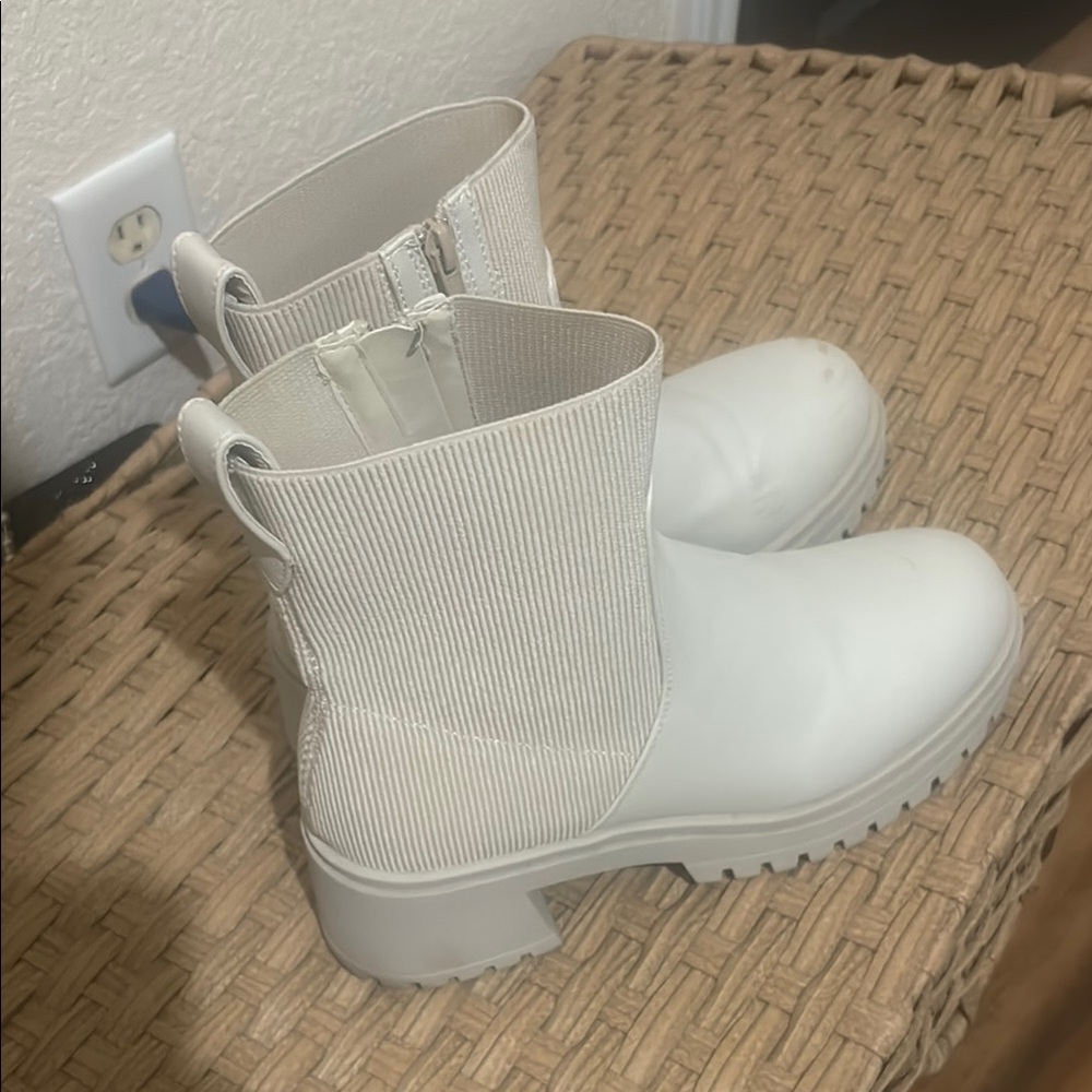 Sugar White Ankle Booties with Chunky Sole